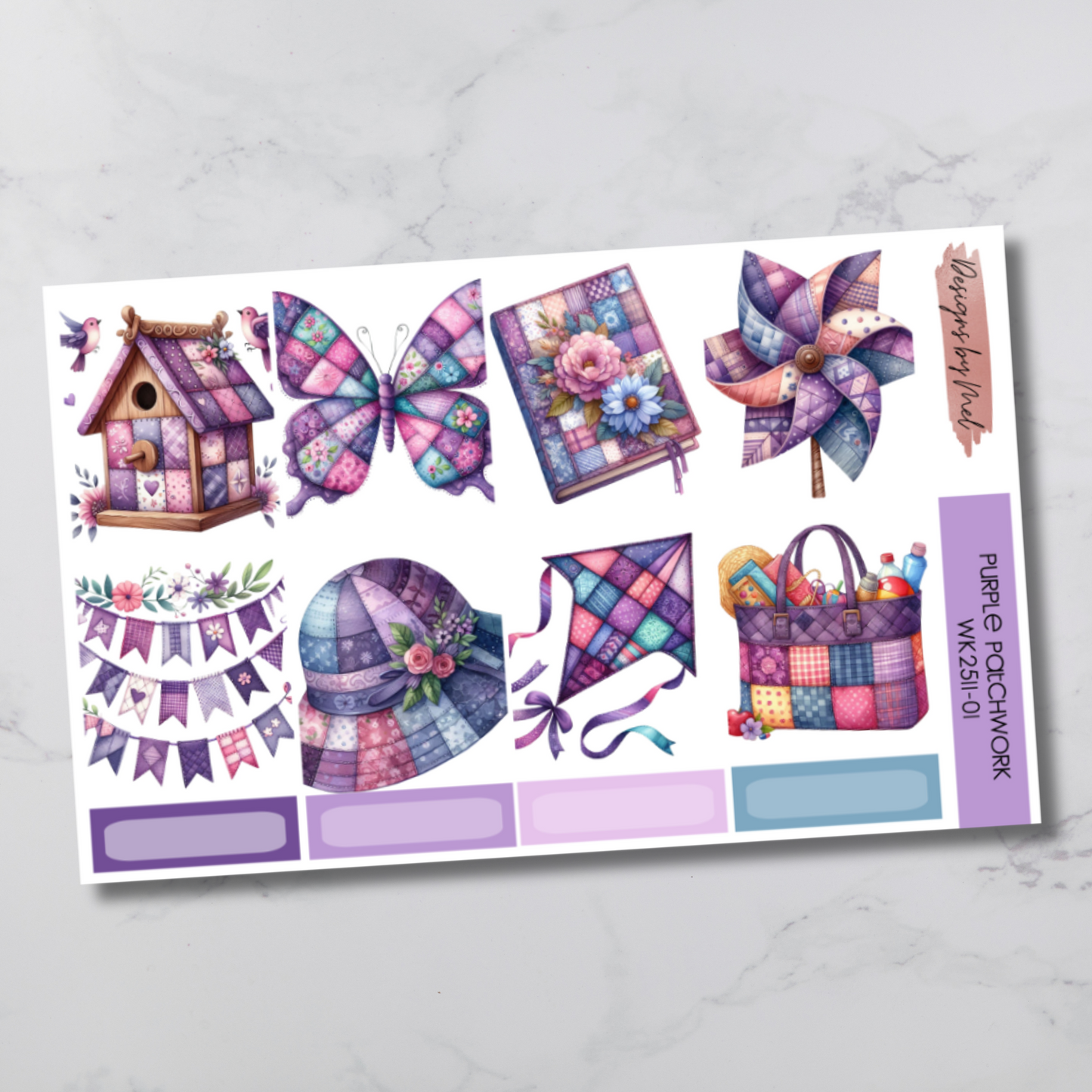 Weekly Kit 2511 - Purple Patchwork - Vertical Layout