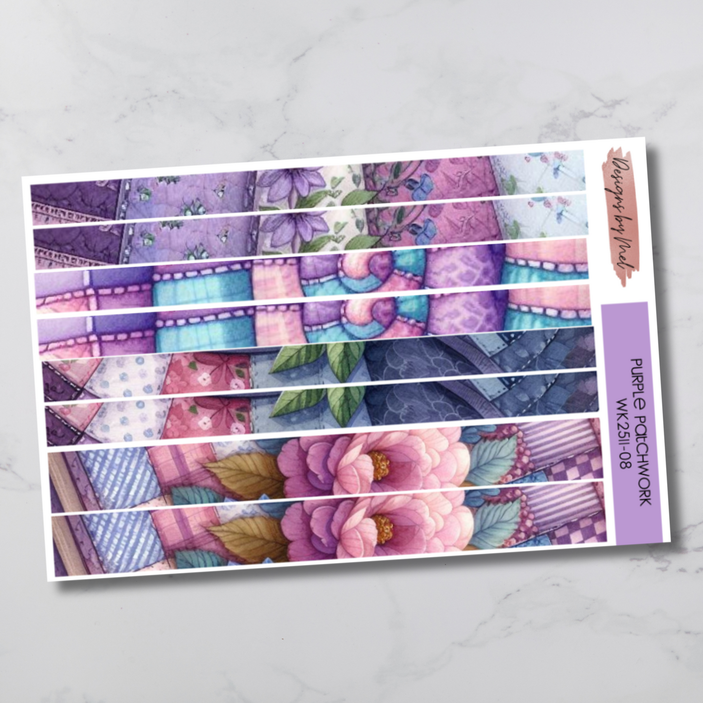 Weekly Kit 2511 - Purple Patchwork - Vertical Layout