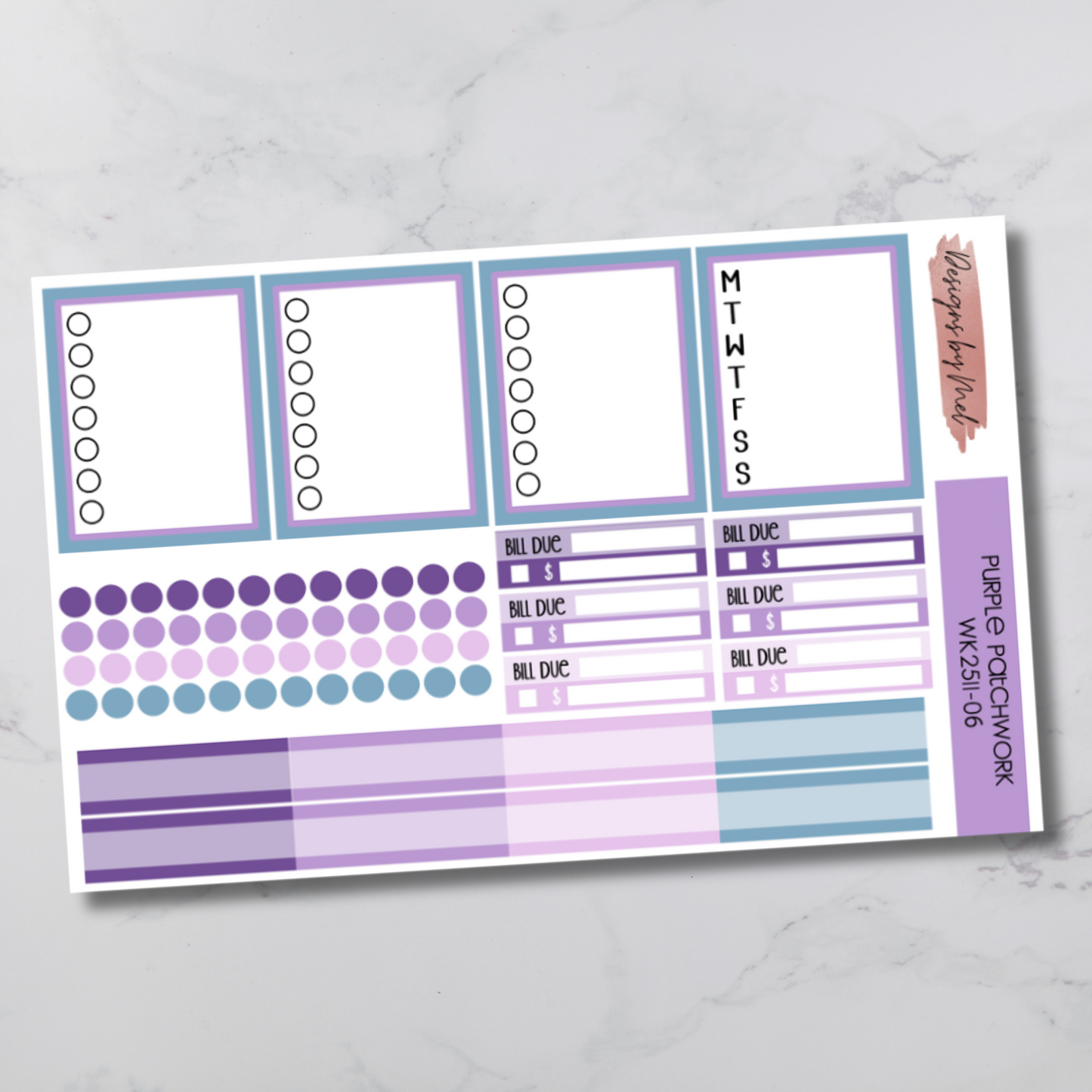 Weekly Kit 2511 - Purple Patchwork - Vertical Layout