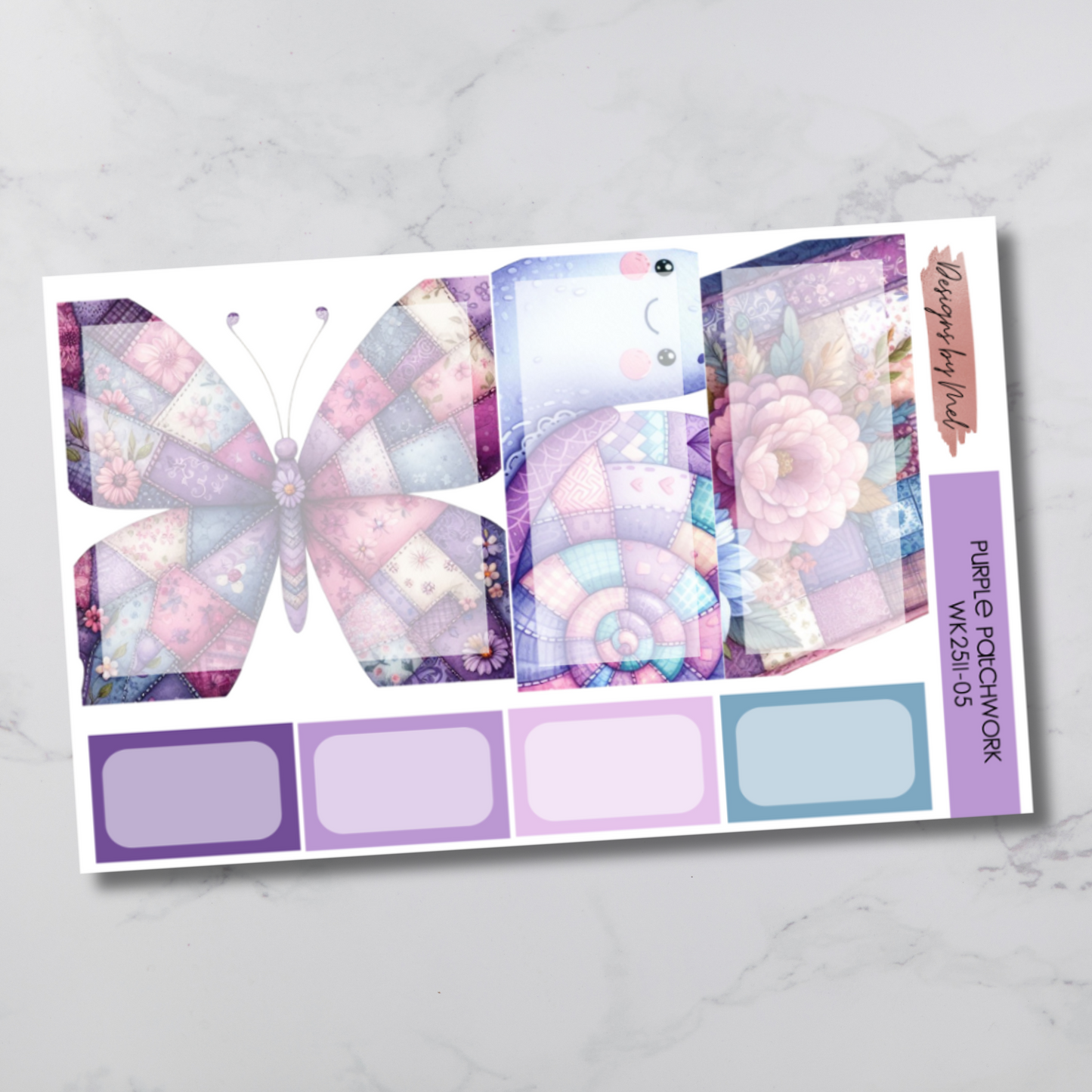 Weekly Kit 2511 - Purple Patchwork - Vertical Layout