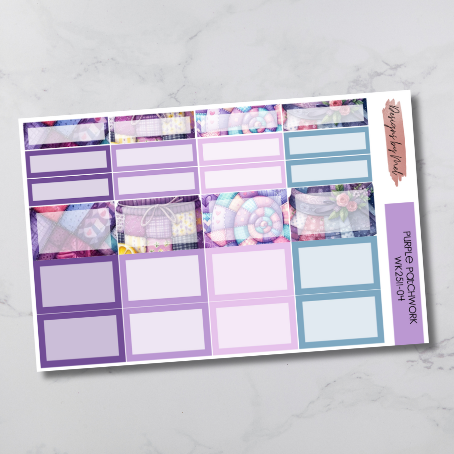 Weekly Kit 2511 - Purple Patchwork - Vertical Layout
