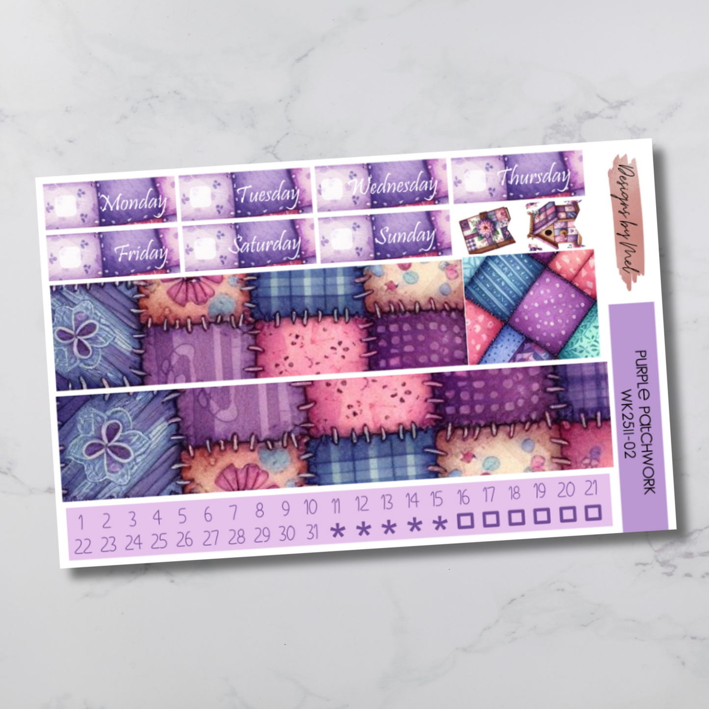 Weekly Kit 2511 - Purple Patchwork - Vertical Layout