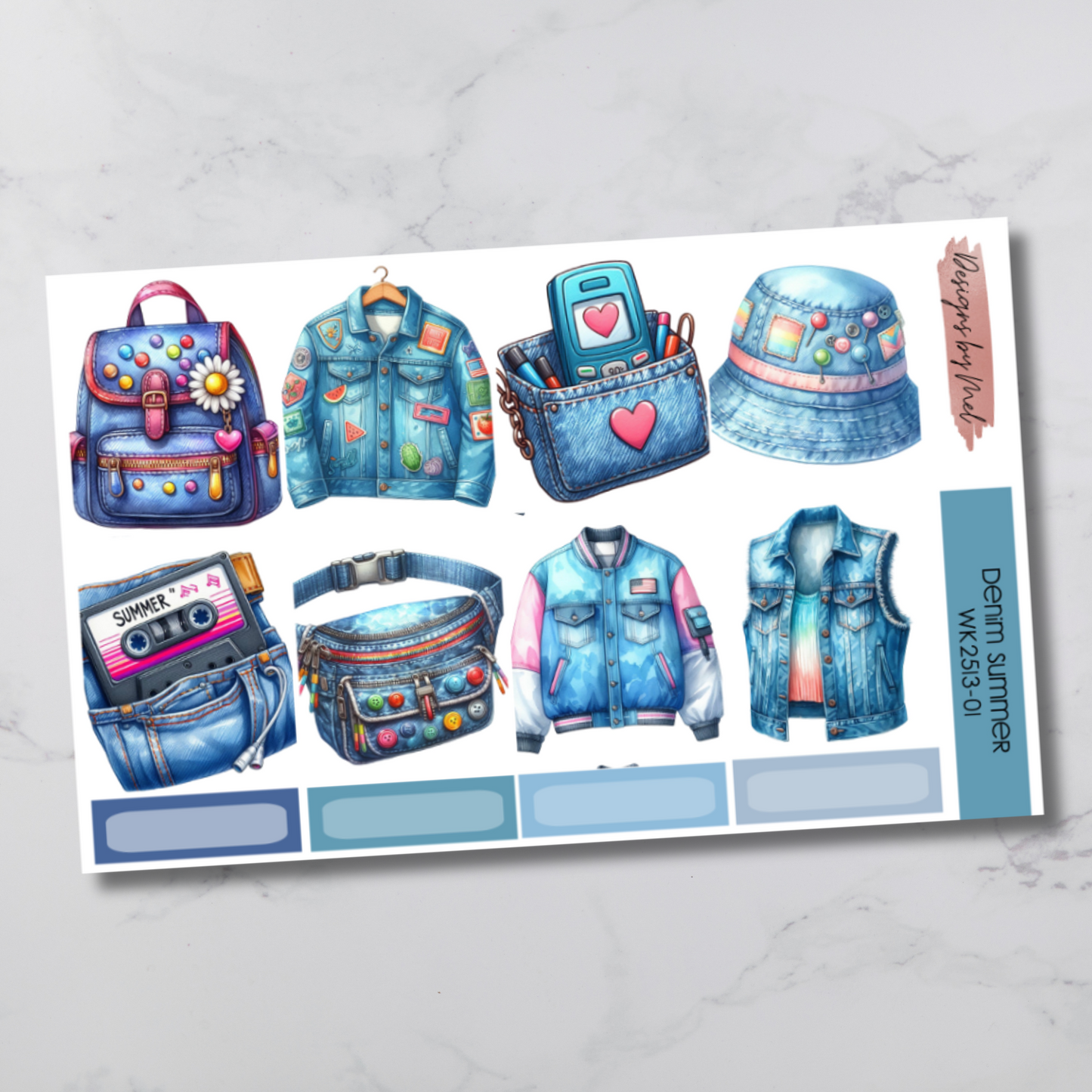 Weekly Kit 2513 - Denim Summer - Vertical Layout