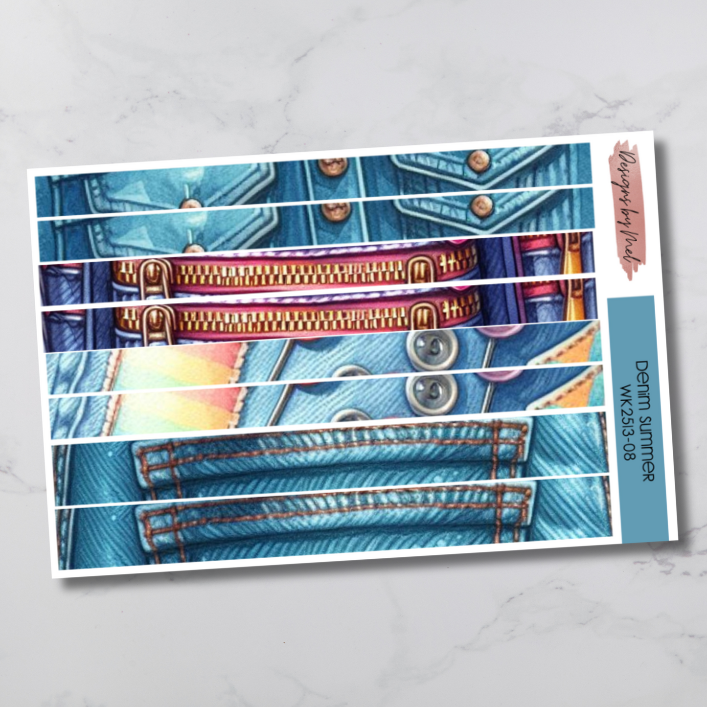 Weekly Kit 2513 - Denim Summer - Vertical Layout