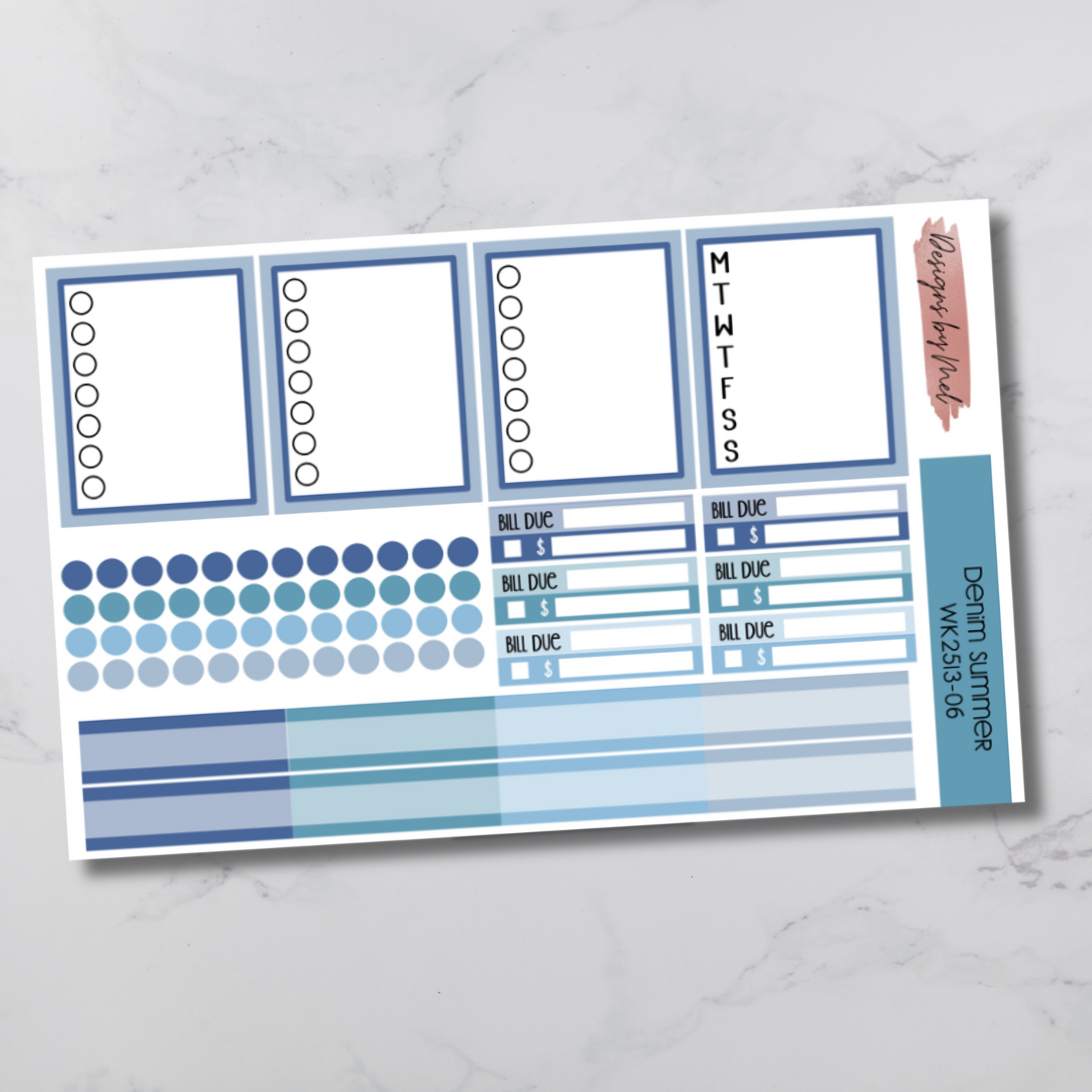 Weekly Kit 2513 - Denim Summer - Vertical Layout