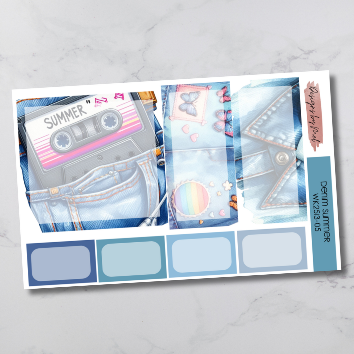 Weekly Kit 2513 - Denim Summer - Vertical Layout