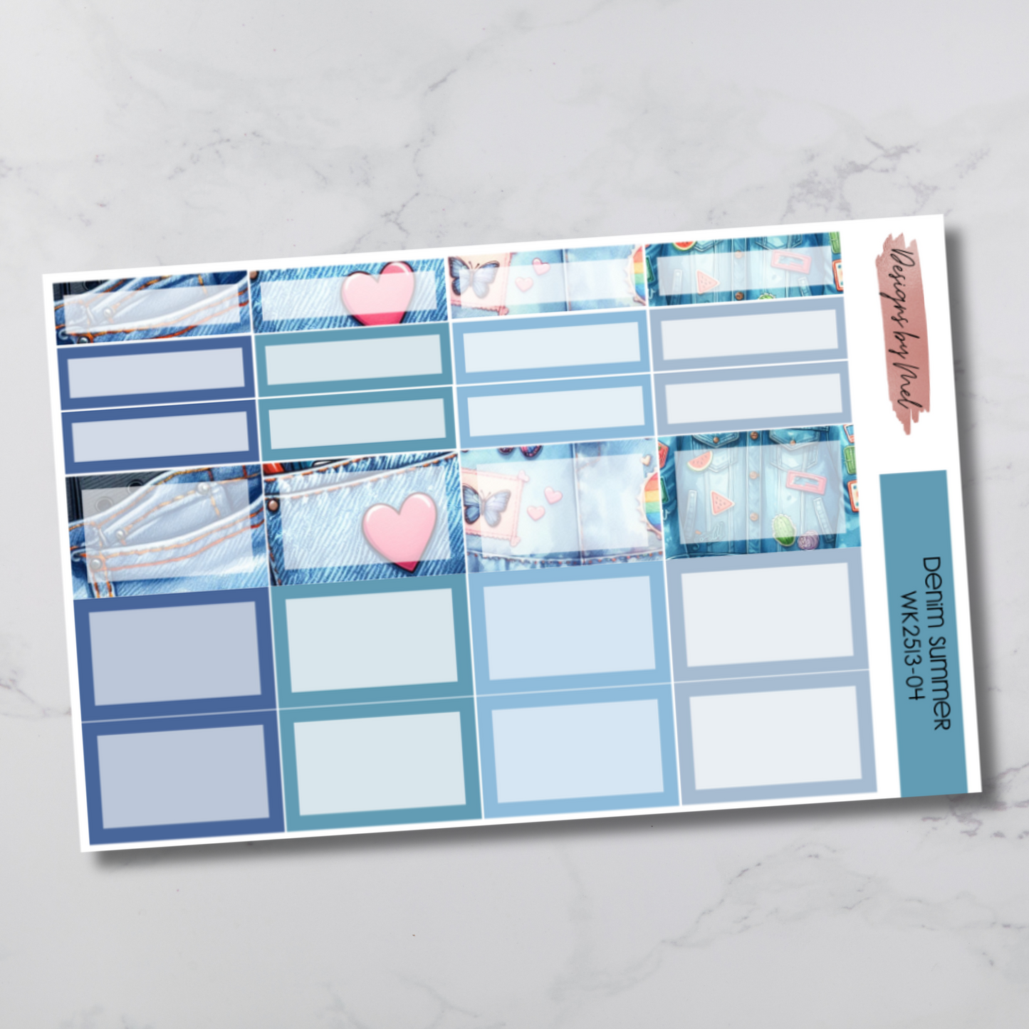Weekly Kit 2513 - Denim Summer - Vertical Layout