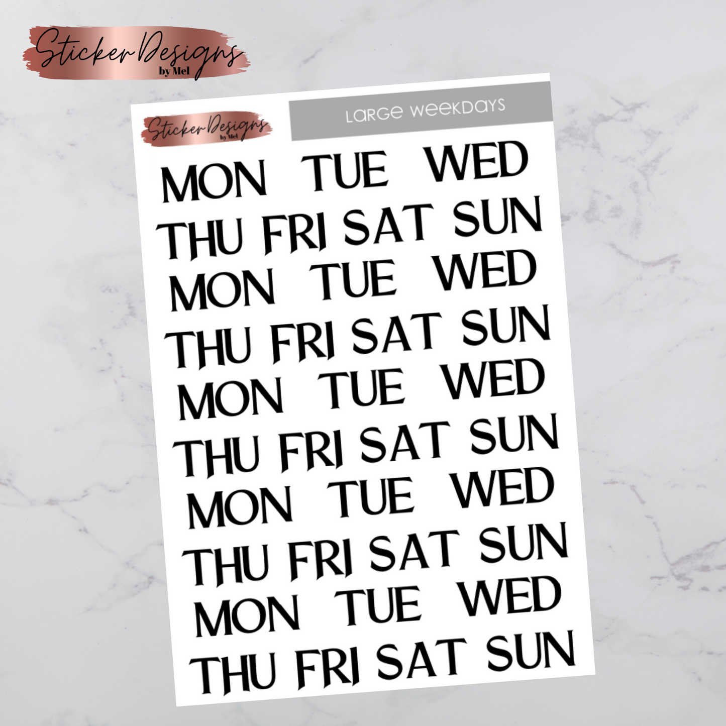 Large Weekday Scripts - Large Sheet