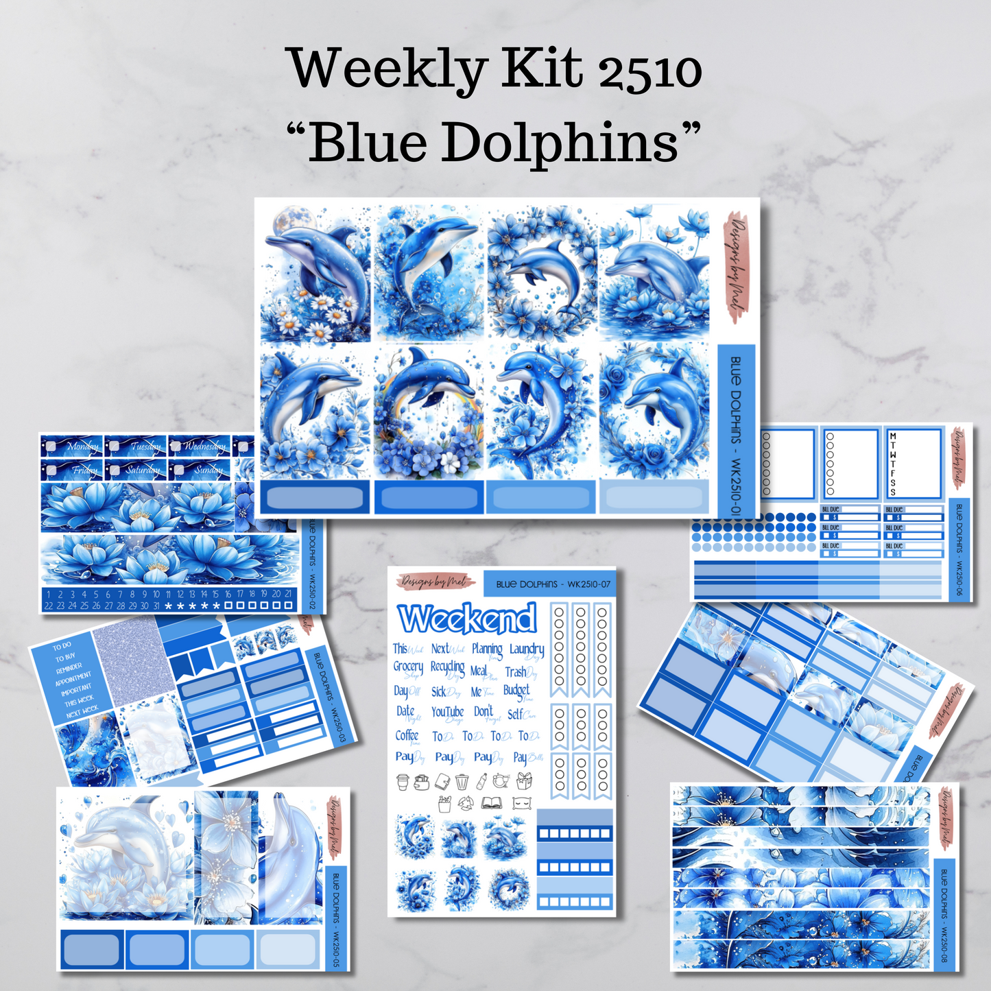 Weekly Kit 2510 - Blue Dolphins - Vertical Layout