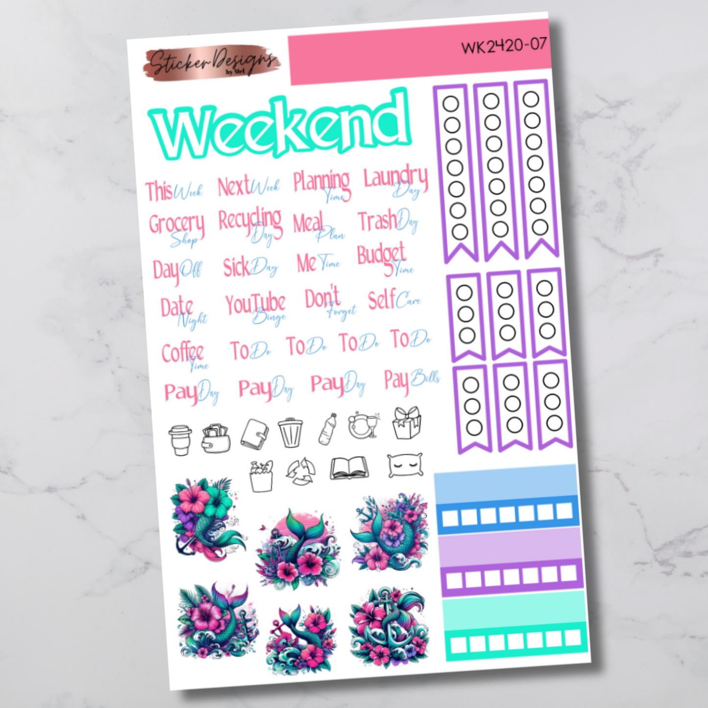 Weekly Kit 2420 - Mertails & Florals - Vertical Layout