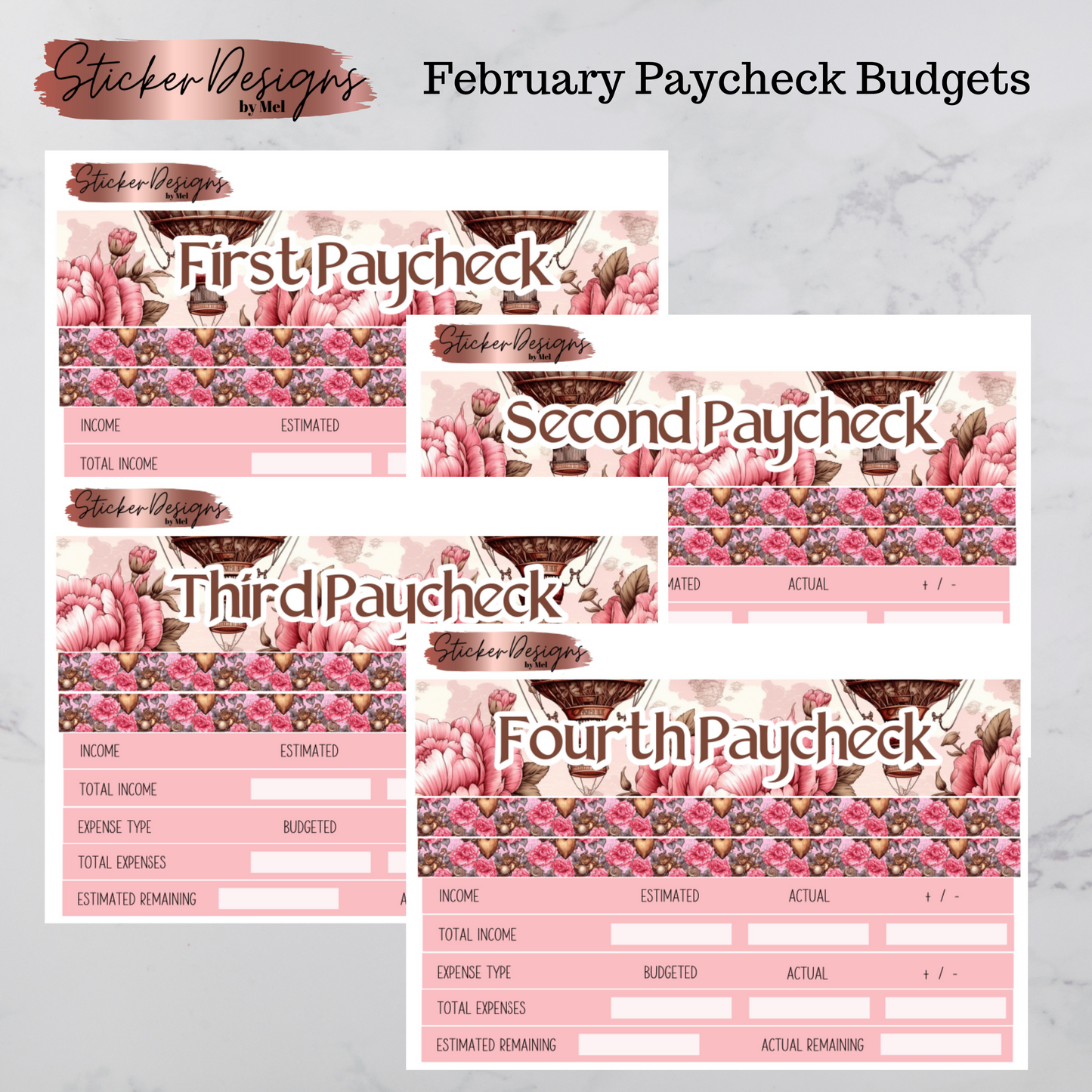February 2024 Paycheck Budget Sheets
