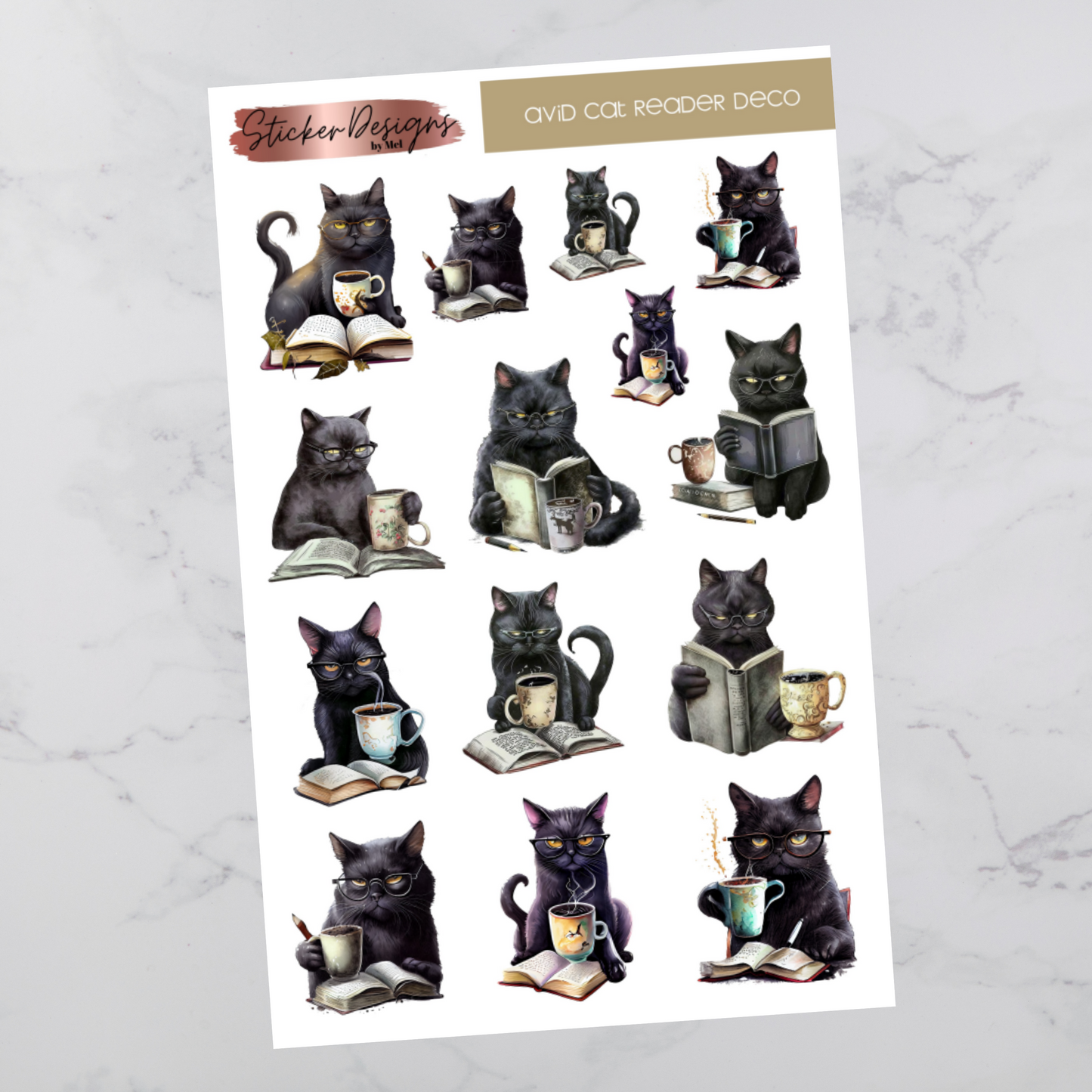 Avid Cat Reader - Deco Stickers