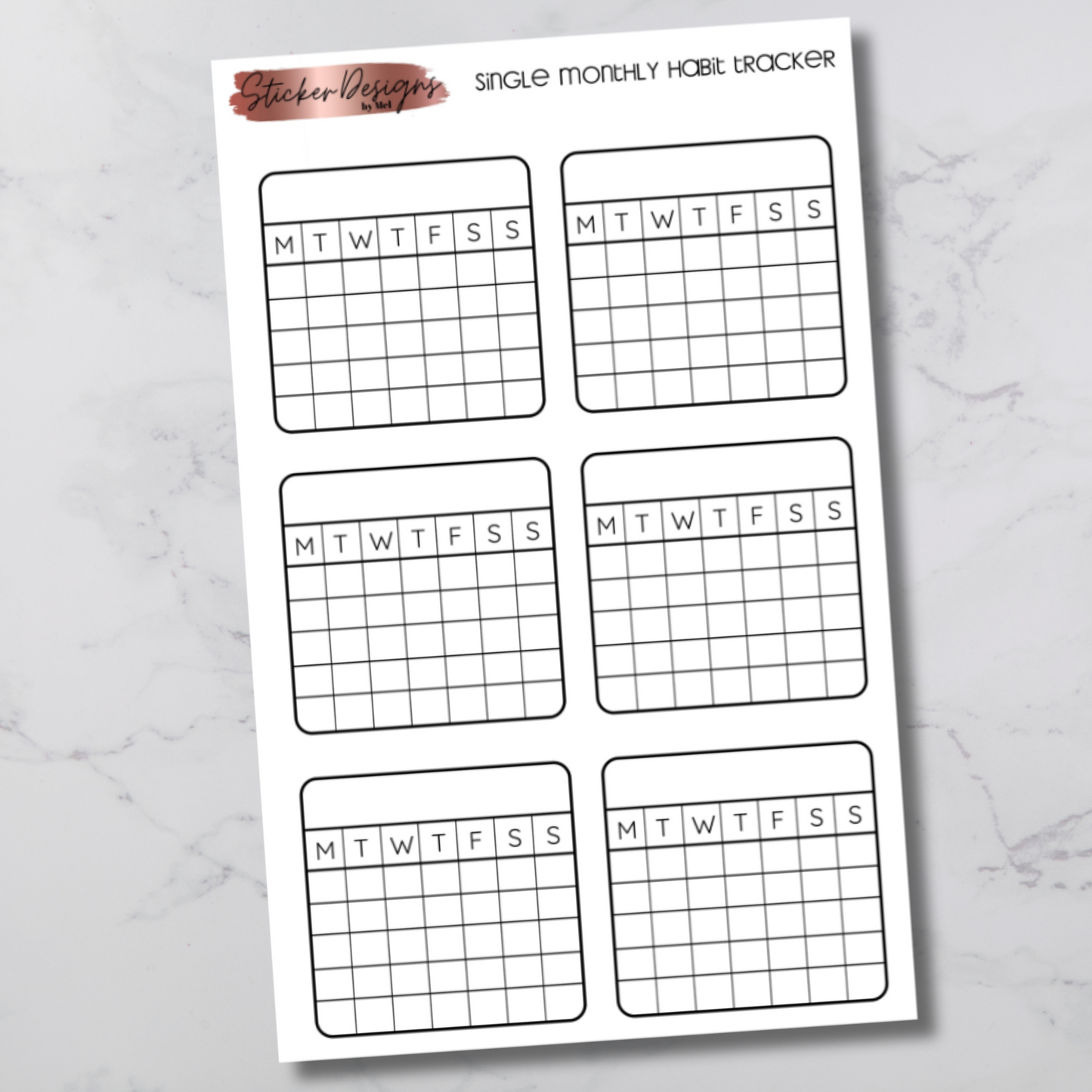 Single Monthly Habit Tracker Stickers