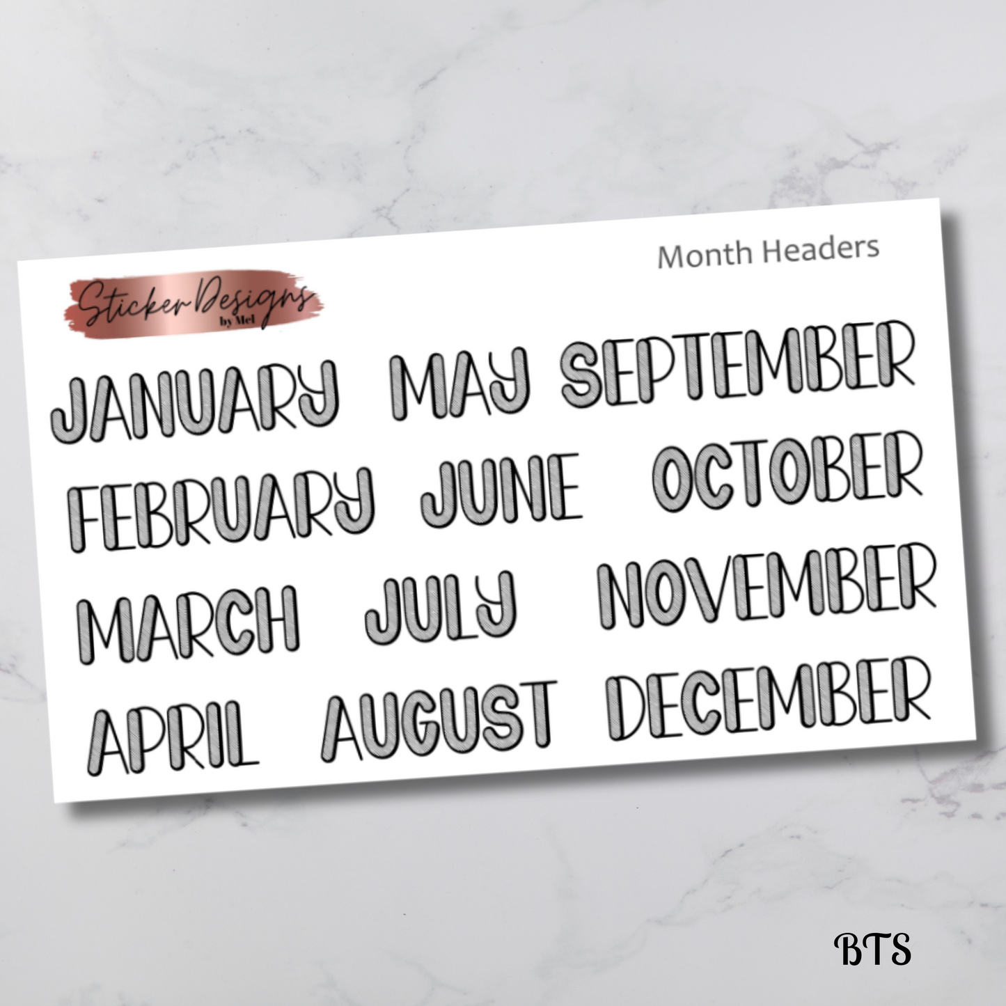 Month Headers Script Stickers