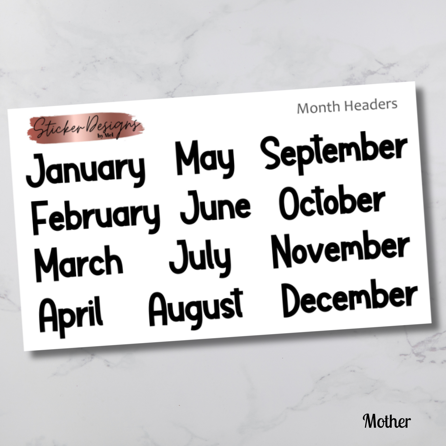 Month Headers Script Stickers