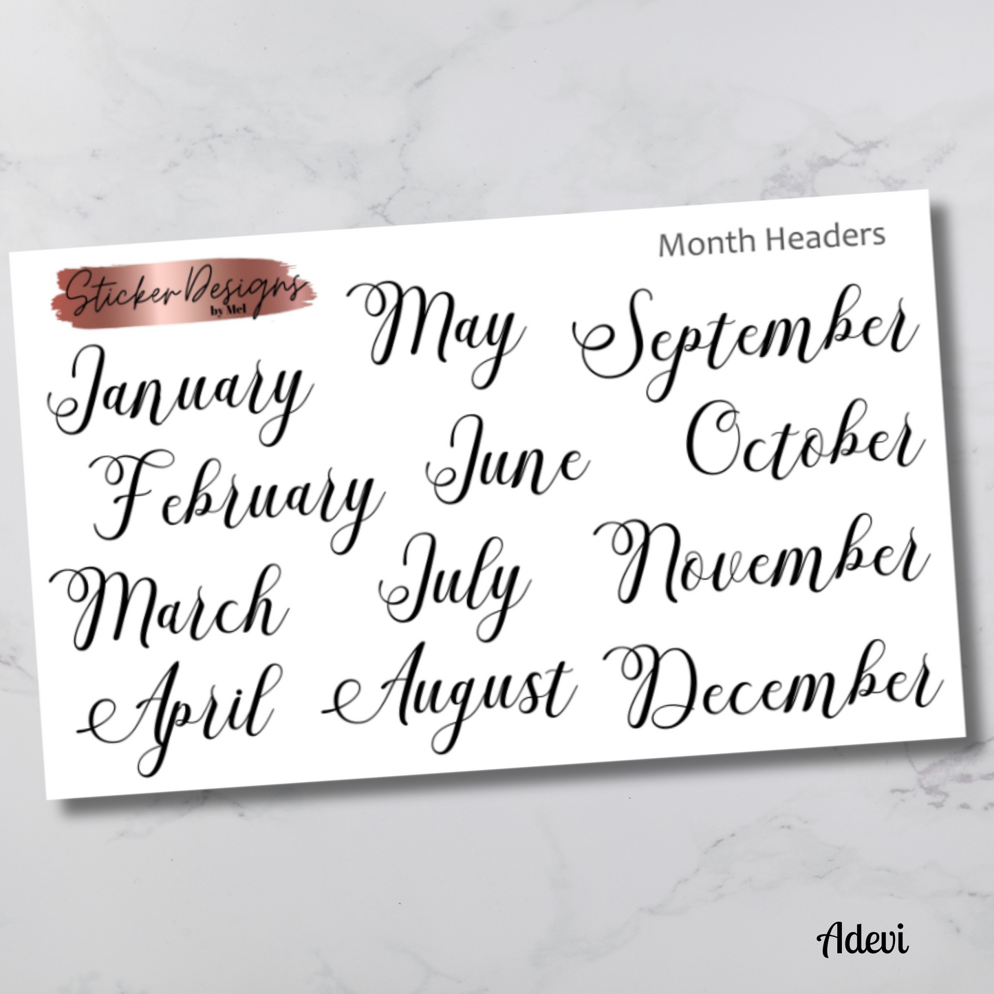 Month Headers Script Stickers