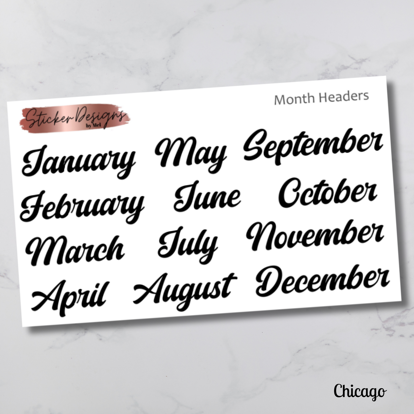 Month Headers Script Stickers