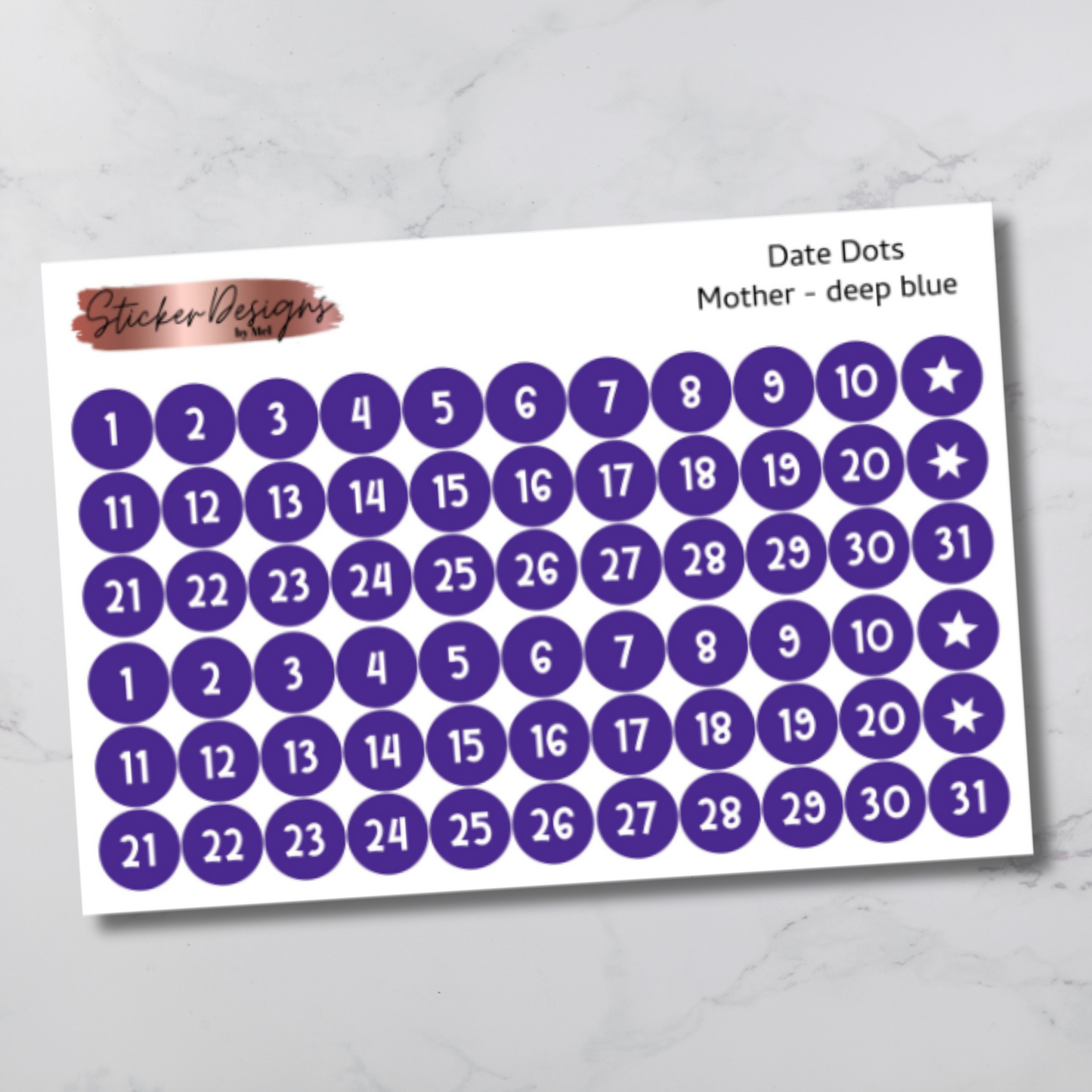 Date Dots Stickers - "Mother" Font