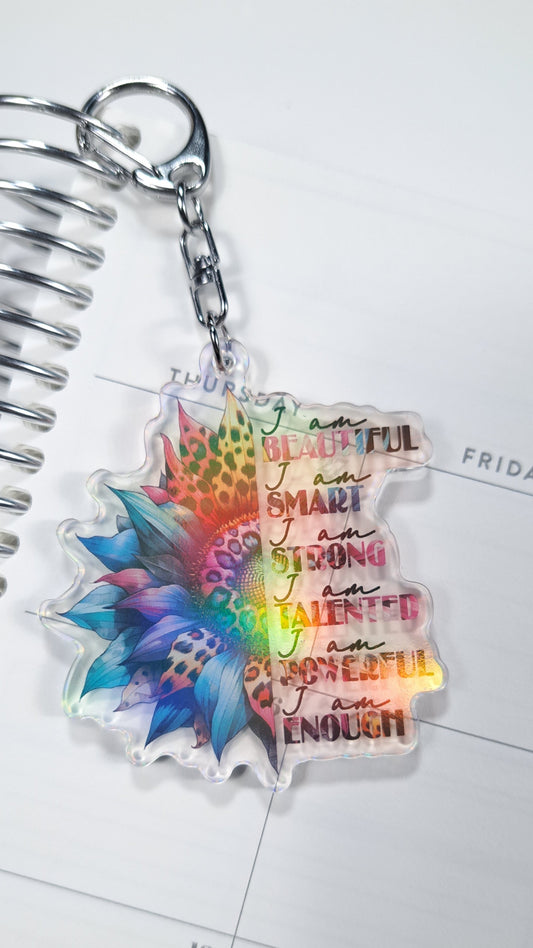 "I am" Floral Keychain