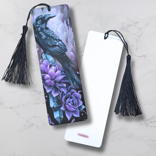 Raven in Blue/Purple Florals - Bookmark