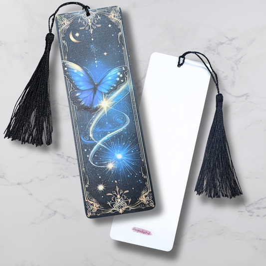 Blue Sparkle Butterfly - B - Bookmark
