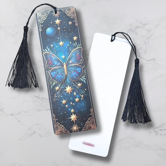 Blue Sparkle Butterfly - A - Bookmark