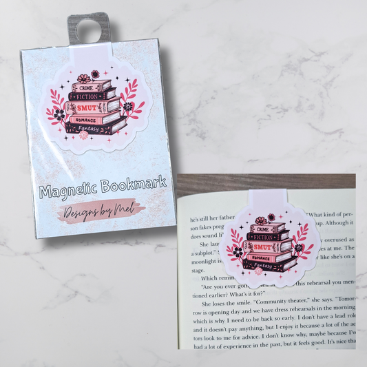 Pink Book Stack - Magnetic Bookmark