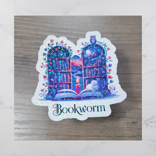 Bookworm Diecut Sticker