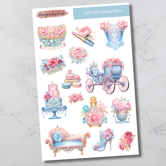 Demure Debutante Deco Sticker Sheet
