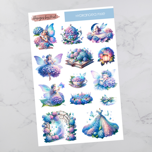 Hydrangea Pixie Deco Sticker Sheet