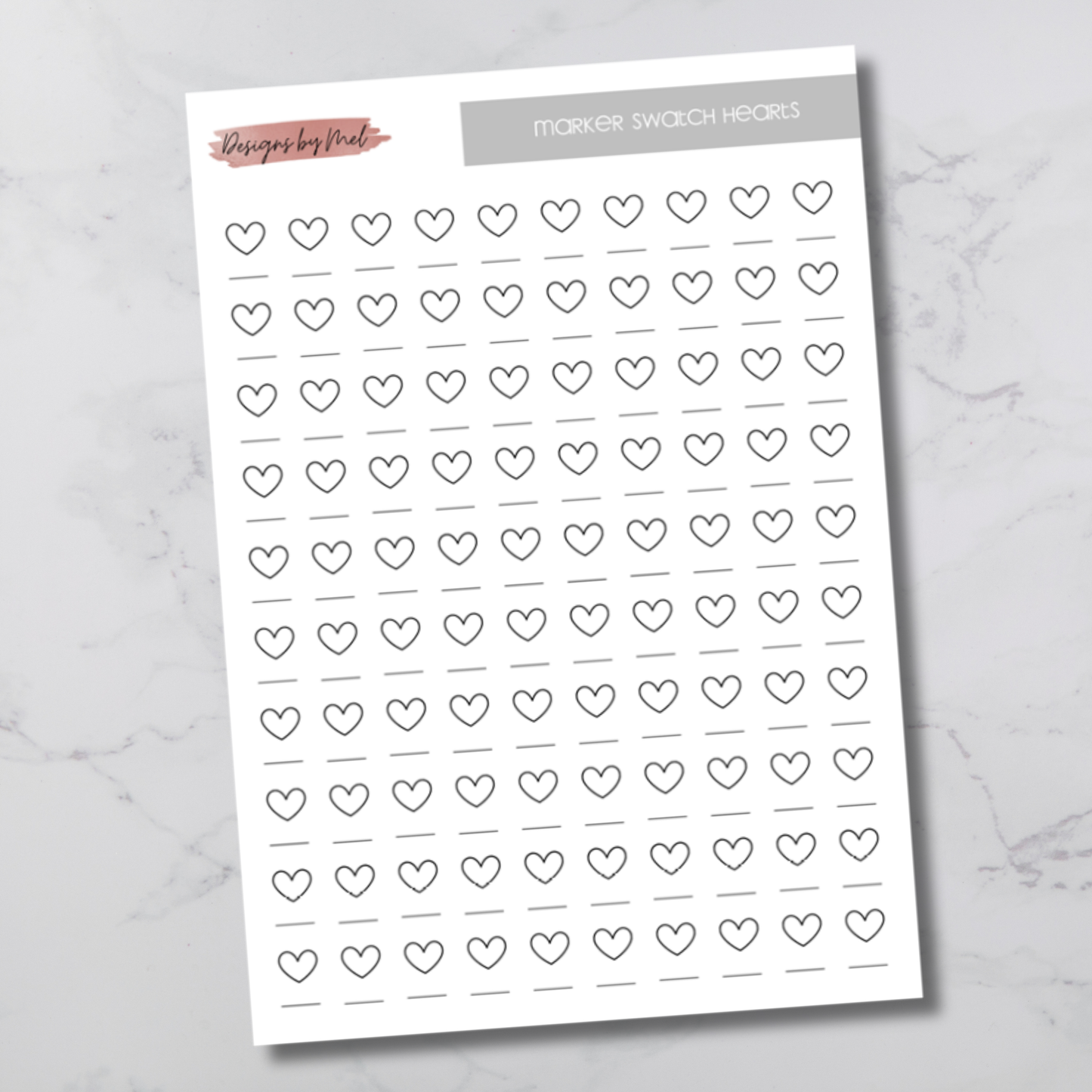 Marker Swatch Sheet - Hearts