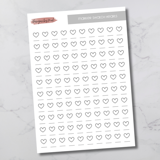 Marker Swatch Sheet - Hearts