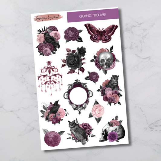 Gothic Mauve Deco Sticker Sheet