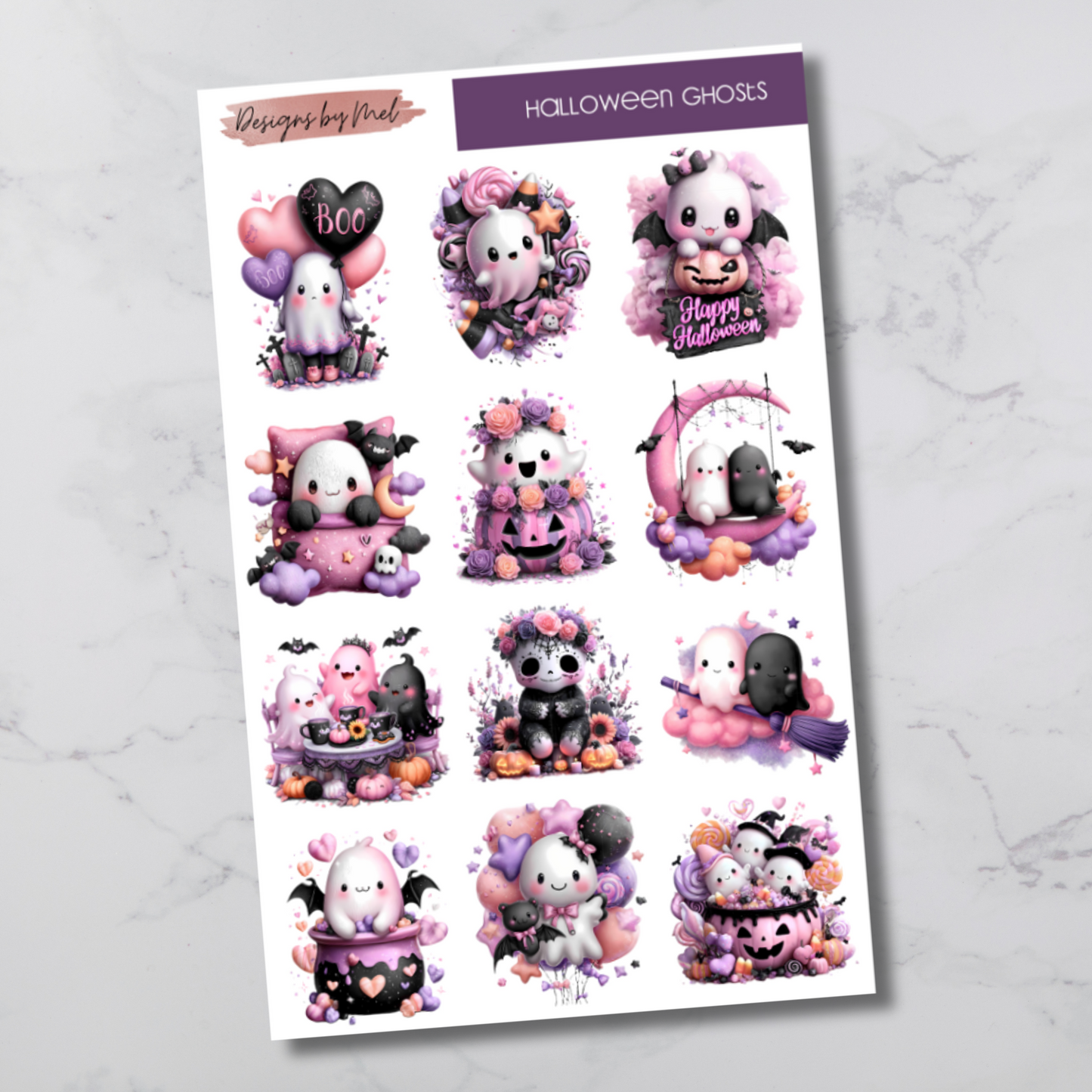 Halloween Ghosts Deco Sticker Sheet