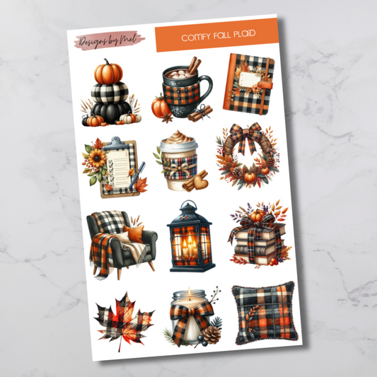 Comfy Fall Plaid Deco Sticker Sheet