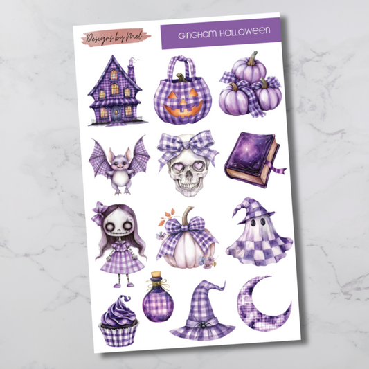 Gingham Halloween Deco Sticker Sheet