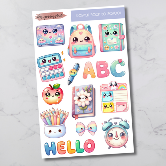 Kawaii Back to School Deco Sticker Sheet