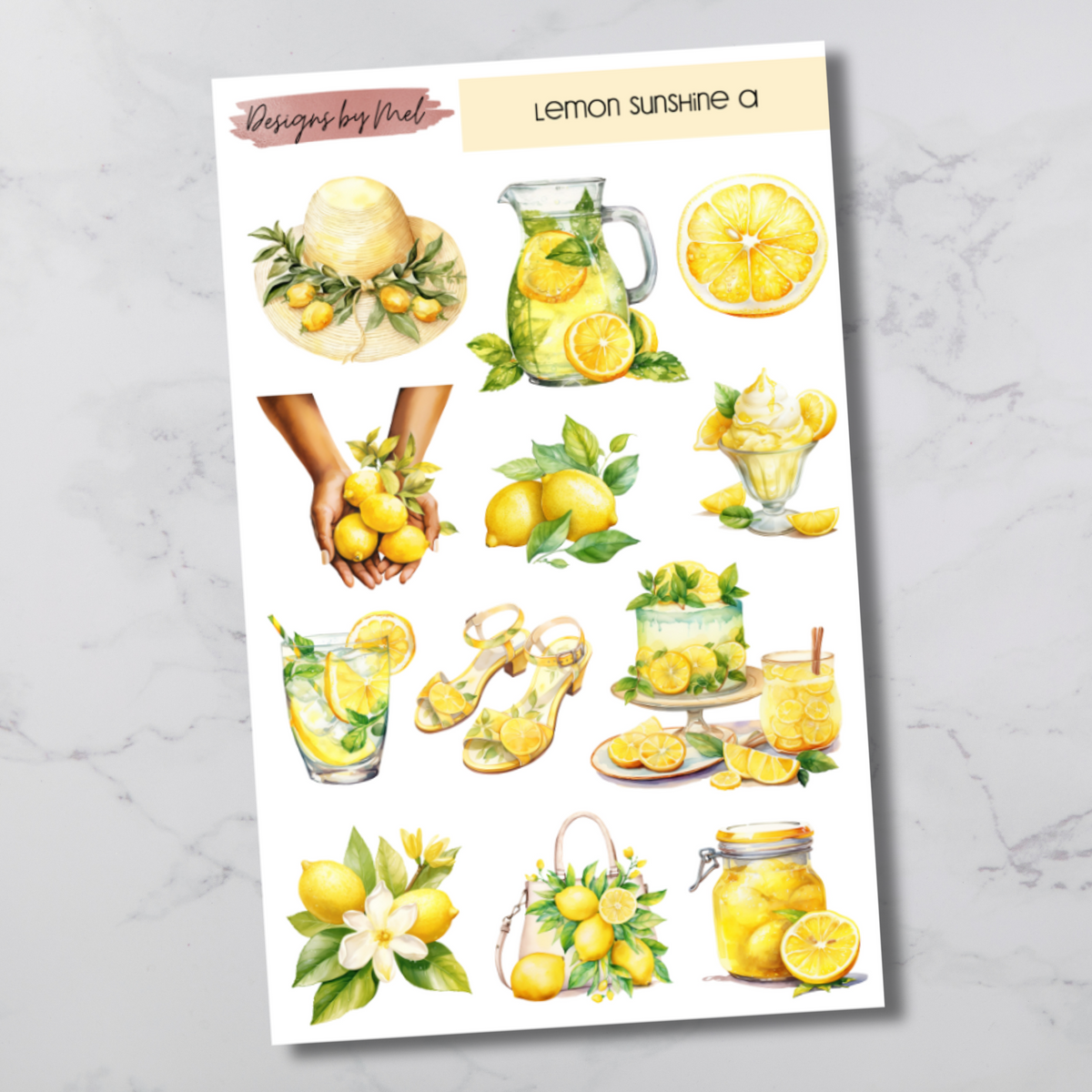 Lemon Bake Sticker Lemon Sunshine Deco Sticker Sheet A – Designs by Mel & Co