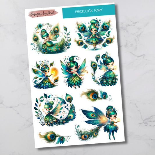 Peacock Fairy Deco Sticker Sheet