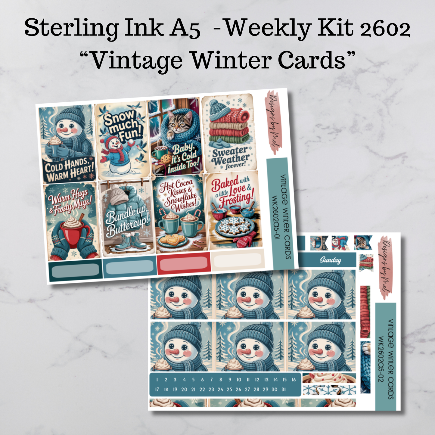 Weekly Kit 2602 - Vintage Winter Cards - Sterling Ink A5