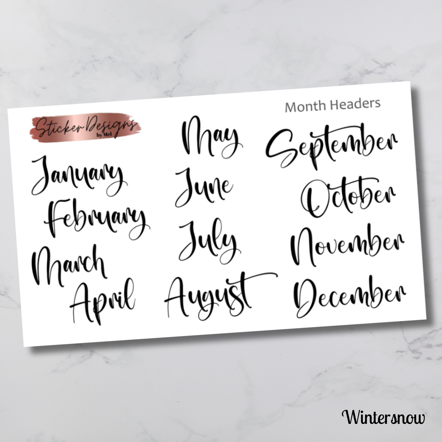 Month Headers Script Stickers