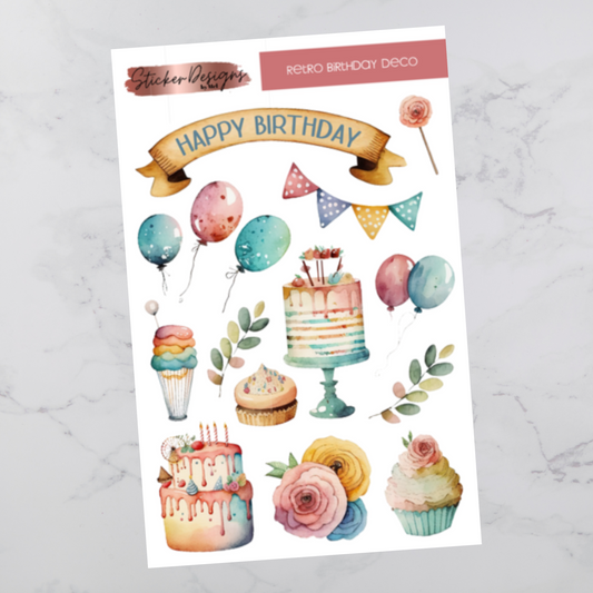 Retro Birthday - Deco Stickers