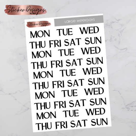 Large Weekday Scripts - Large Sheet