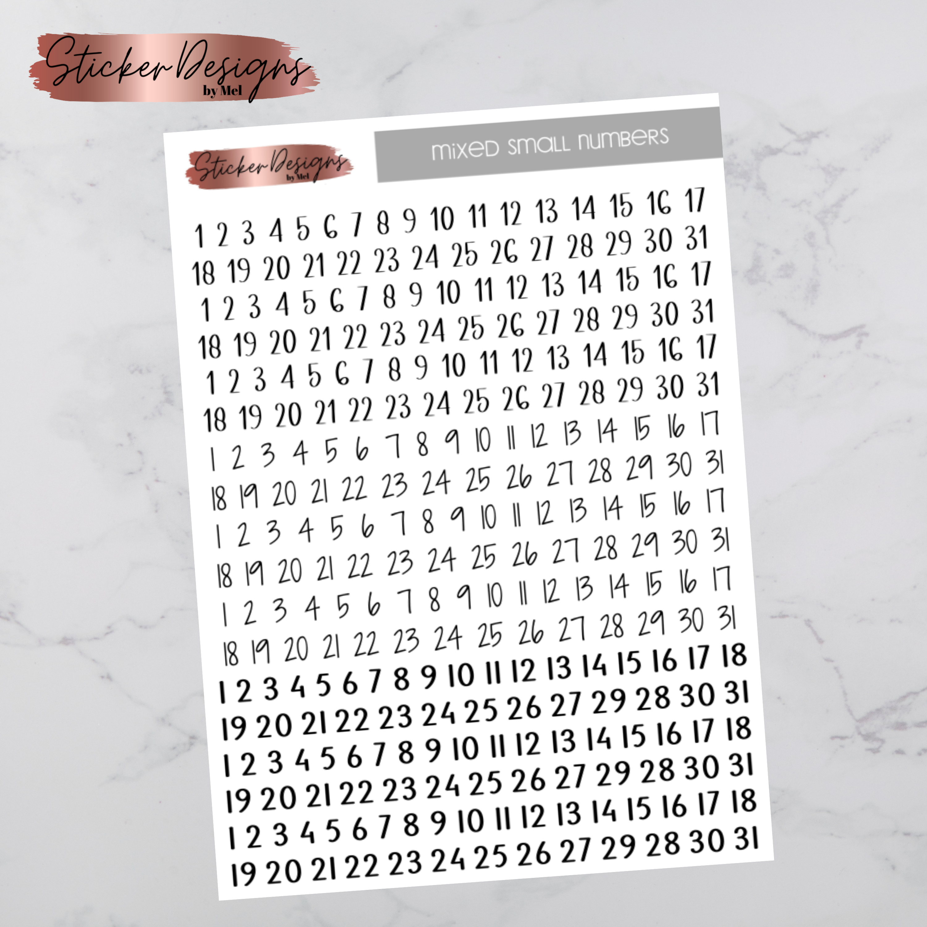 Date Numer Regular Date Numbers - Large Sheet – Designs by Mel & Co