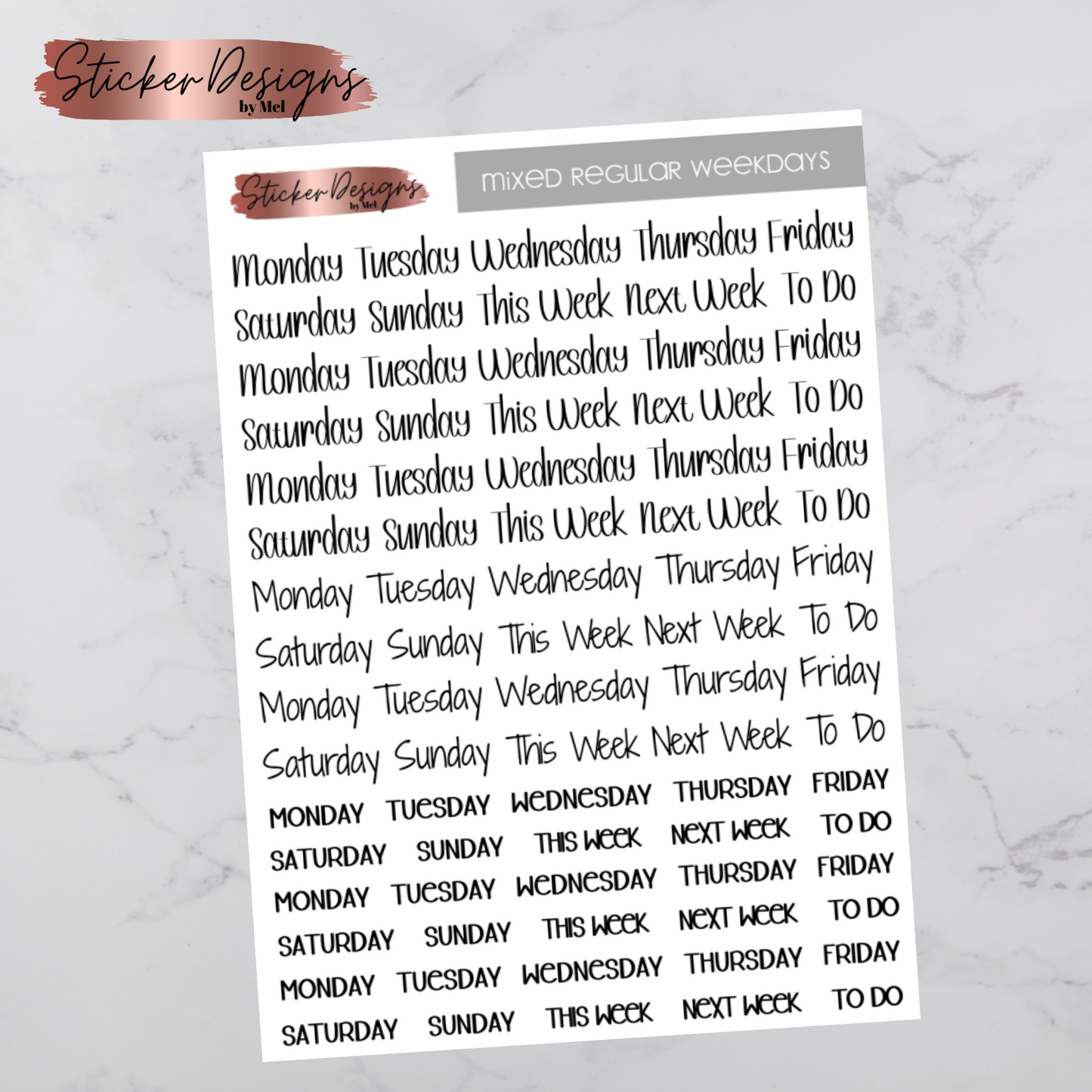 Regular Weekday Scripts - Large Sheet