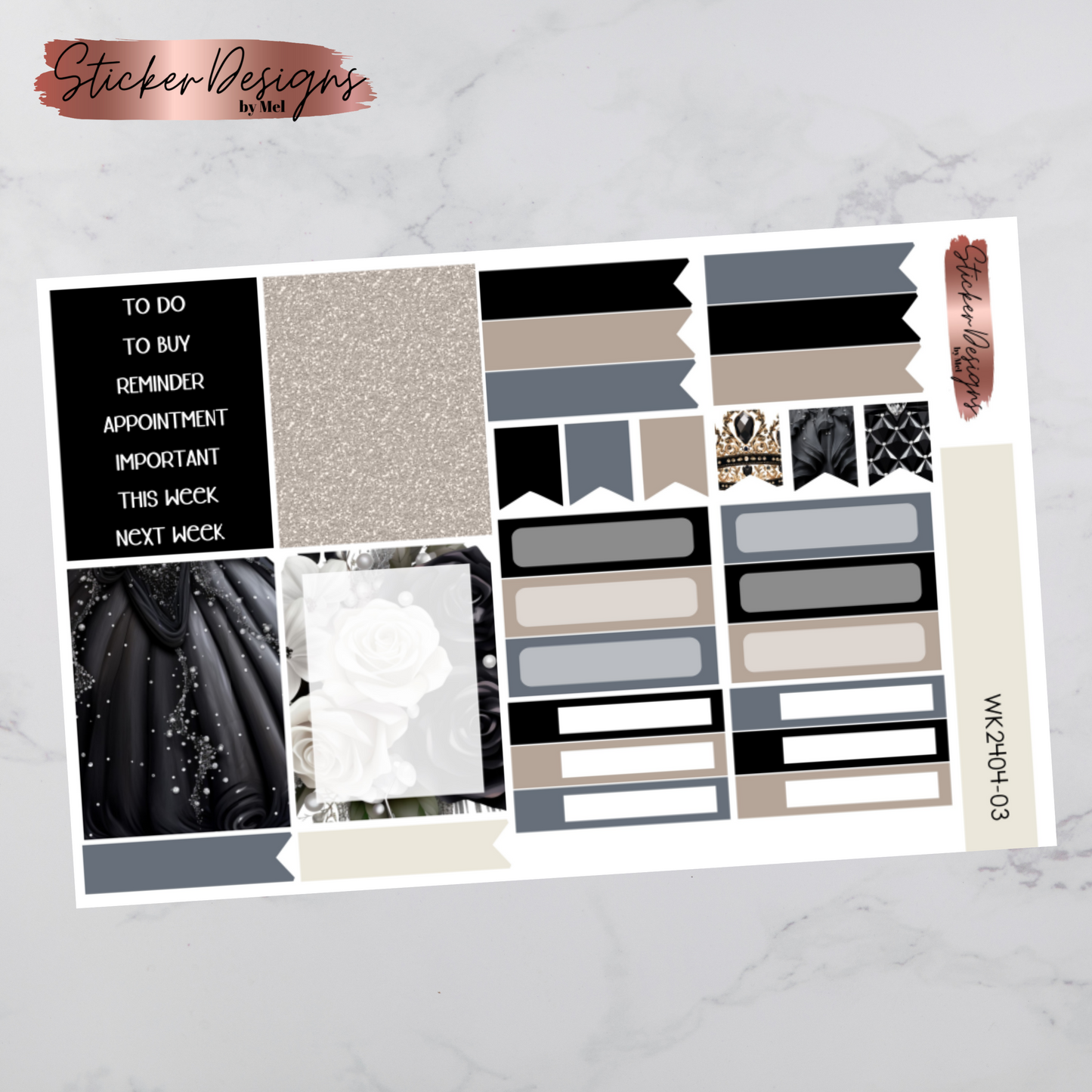 Weekly Kit 2404 - Black Tie Royalty - Vertical Layout