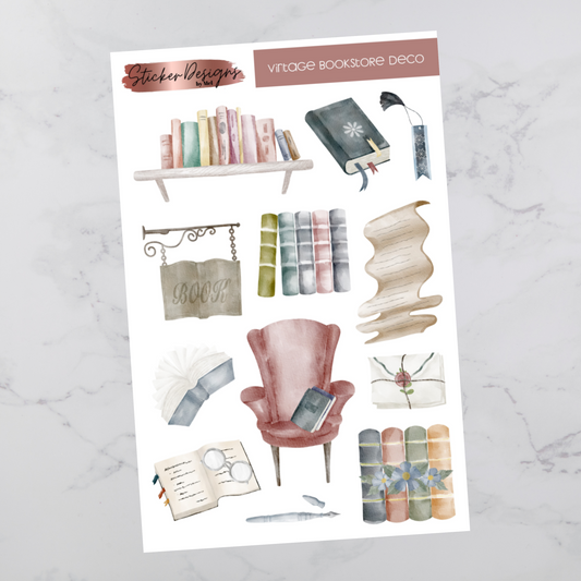 Vintage Bookstore - Deco Stickers