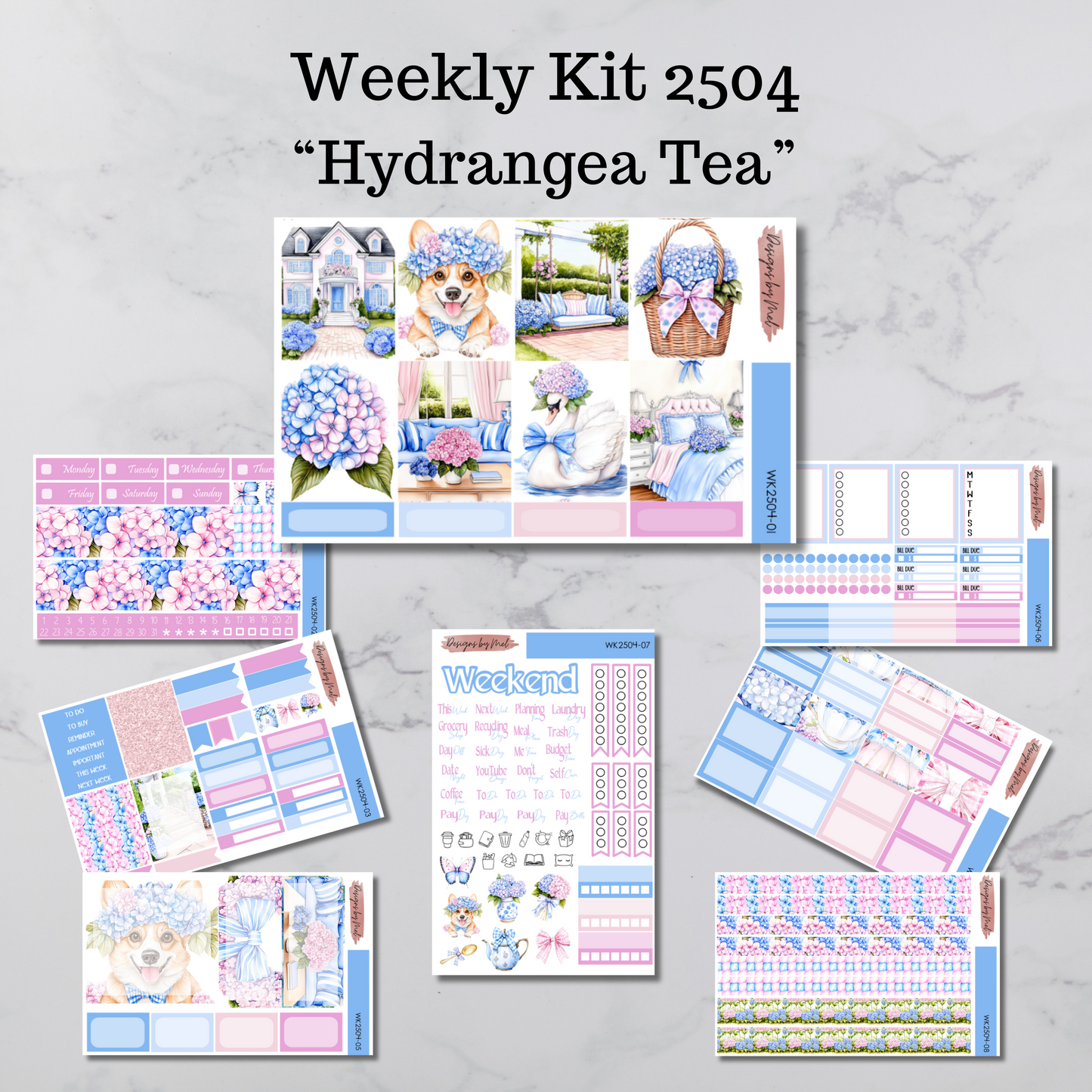 Weekly Kit 2504 - Hydrangea Tea - Vertical Layout