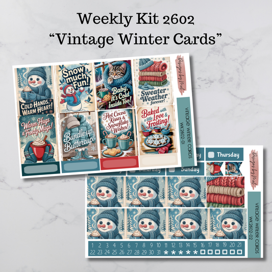 Weekly Kit 2602 - Vintage Winter Cards - Vertical Layout