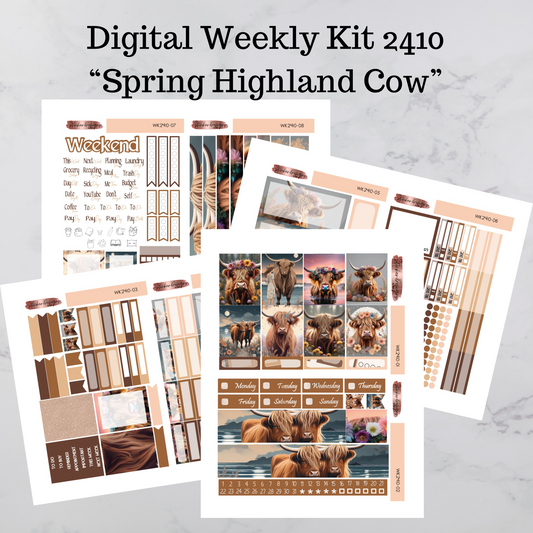 Printable Spring Highland Cow Weekly Kit